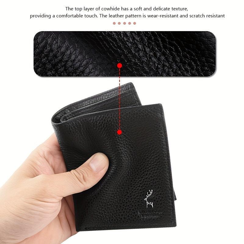 Men's Leather Short Wallet Money Clip Card Holder