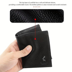 Men's Leather Short Wallet Money Clip Card Holder