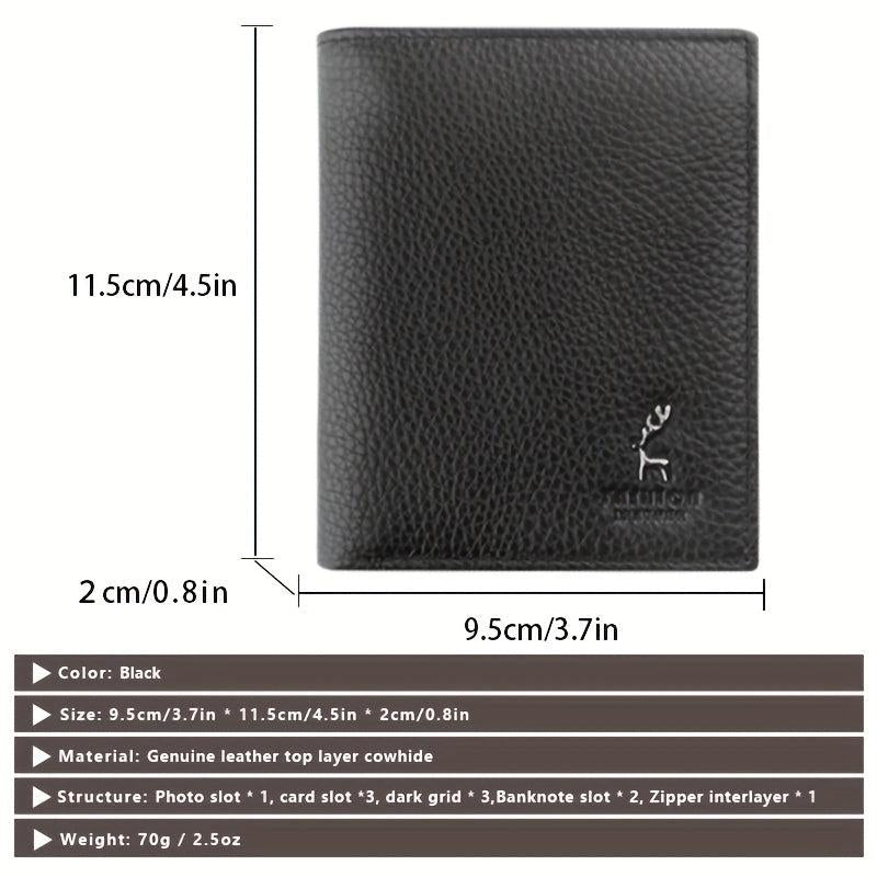 Men's Leather Short Wallet Money Clip Card Holder