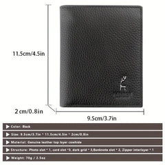 Men's Leather Short Wallet Money Clip Card Holder