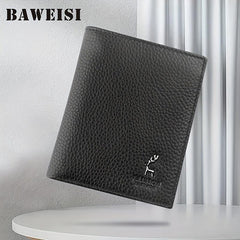 Men's Leather Short Wallet Money Clip Card Holder