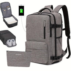 Large Capacity Backpack With Shoe Compartment Waterproof Laptop Daypack