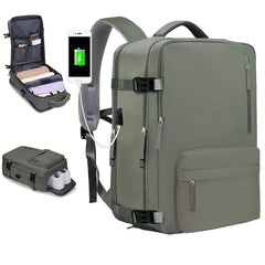 Large Capacity Backpack With Shoe Compartment Waterproof Laptop Daypack