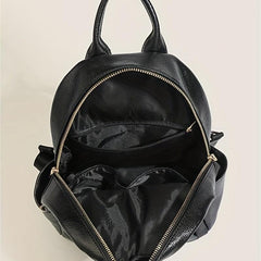 Glossy Solid Large Capacity PU Leather Textured School Backpack