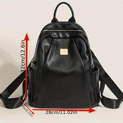 Glossy Solid Large Capacity PU Leather Textured School Backpack