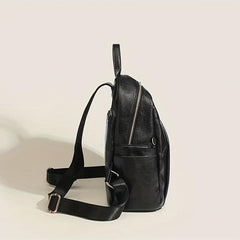Glossy Solid Large Capacity PU Leather Textured School Backpack