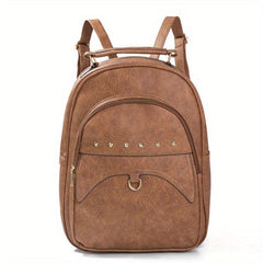 Retro Flower Embossed Backpack Rhinestone Studded Decor Daypack