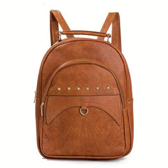 Retro Flower Embossed Backpack Rhinestone Studded Decor Daypack
