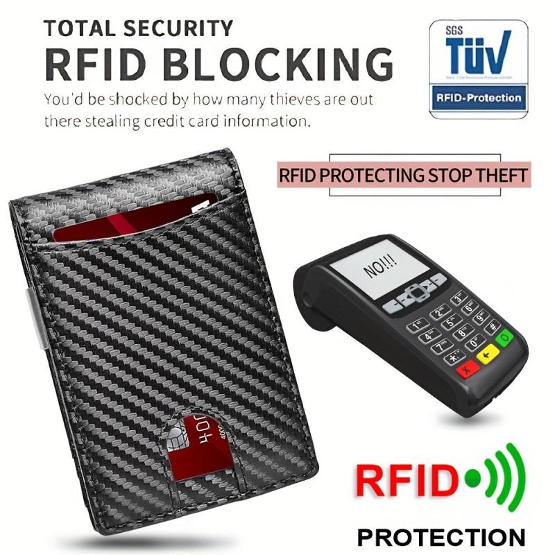 RFID Blocking Slim Wallet Minimalist Credit Card Holder Money Clip