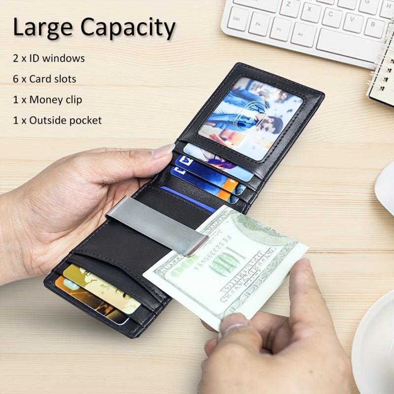 RFID Blocking Slim Wallet Minimalist Credit Card Holder Money Clip