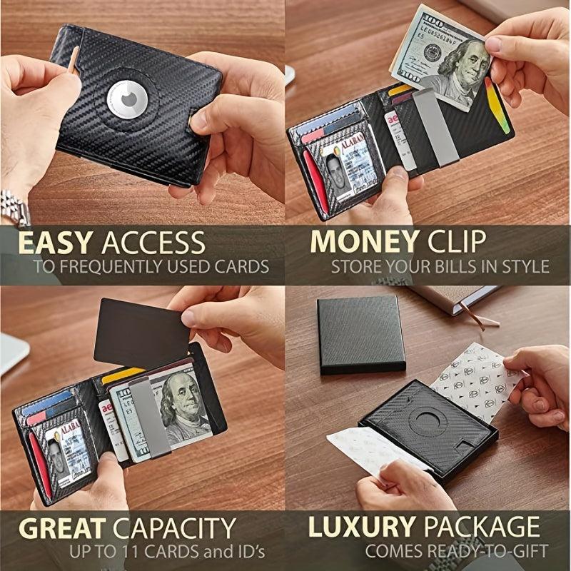 Men's RFID Blocking Money Clip Wallet 11 Card Slots Bifold Card Holder