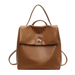 Vintage PU Flap Backpack for Women Casual School Knapsack