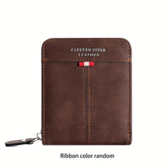 Men's Leather Zipper Card Holder Wallet Multifunctional Coin Purse