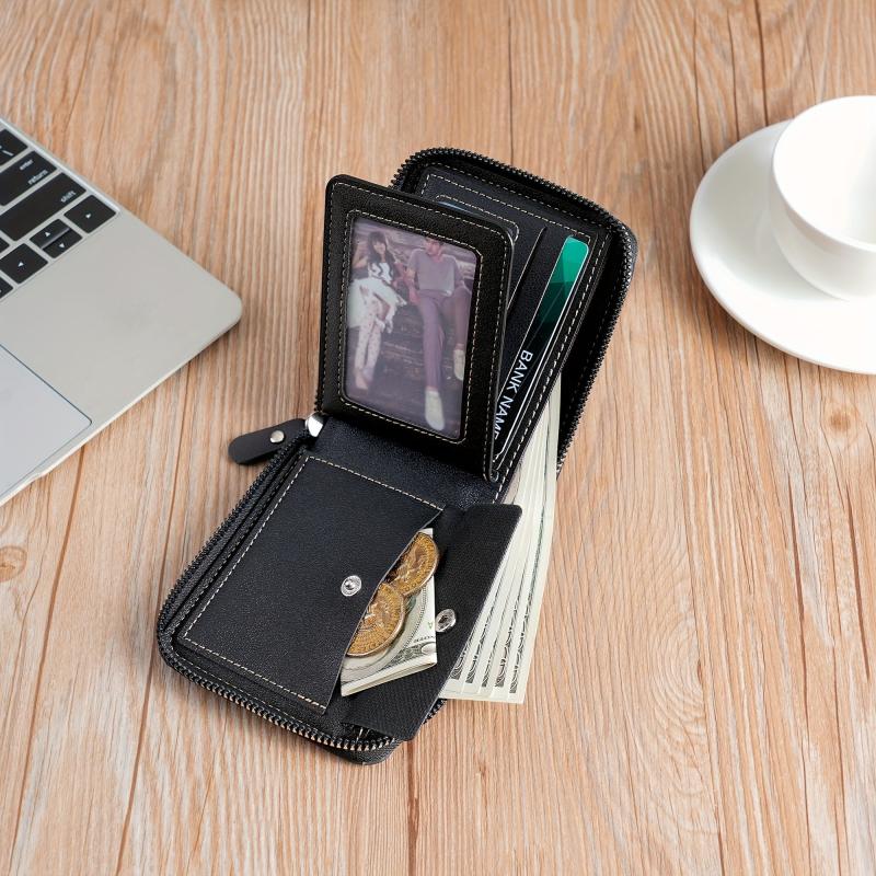 Men's Leather Zipper Card Holder Wallet Multifunctional Coin Purse