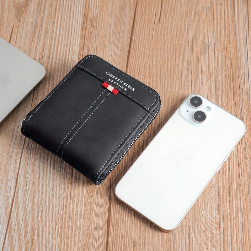 Men's Leather Zipper Card Holder Wallet Multifunctional Coin Purse