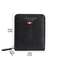 Men's Leather Zipper Card Holder Wallet Multifunctional Coin Purse