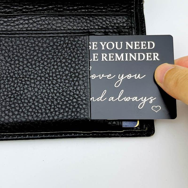 Engraved Aluminum Wallet Insert Card Love Note Romantic Gift