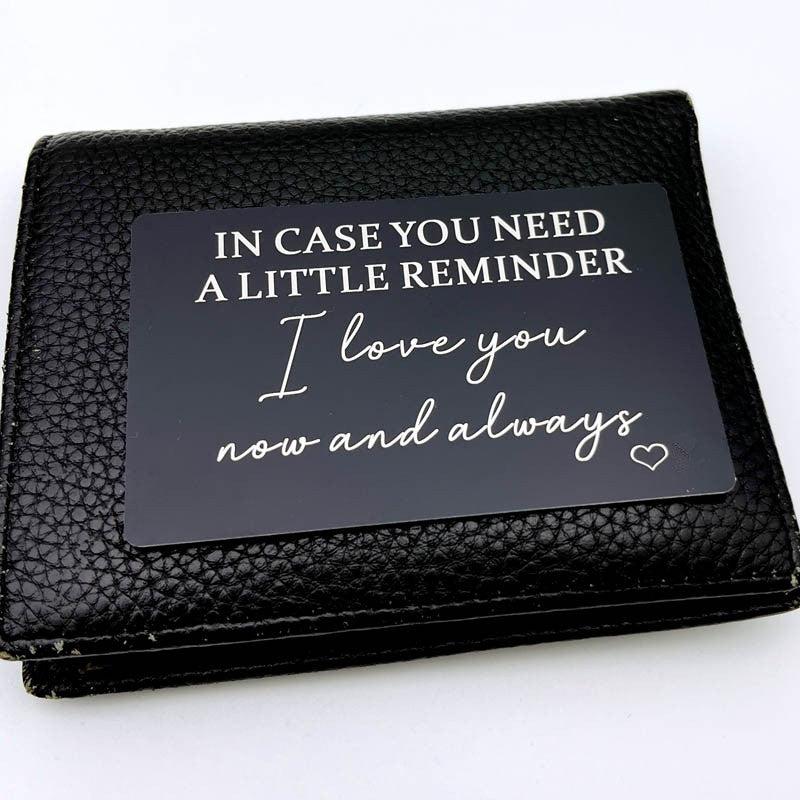 Engraved Aluminum Wallet Insert Card Love Note Romantic Gift