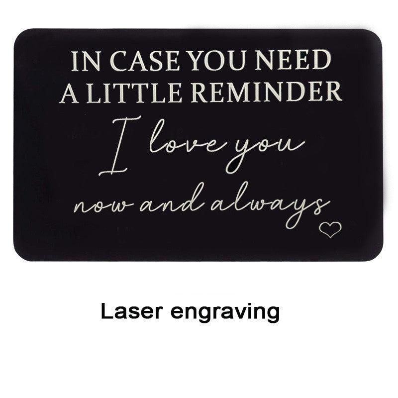 Engraved Aluminum Wallet Insert Card Love Note Romantic Gift