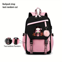 Japanese Anime Pink Backpack Large Capacity Preppy Daypack