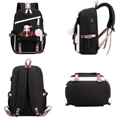 Japanese Anime Pink Backpack Large Capacity Preppy Daypack
