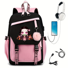 Japanese Anime Pink Backpack Large Capacity Preppy Daypack