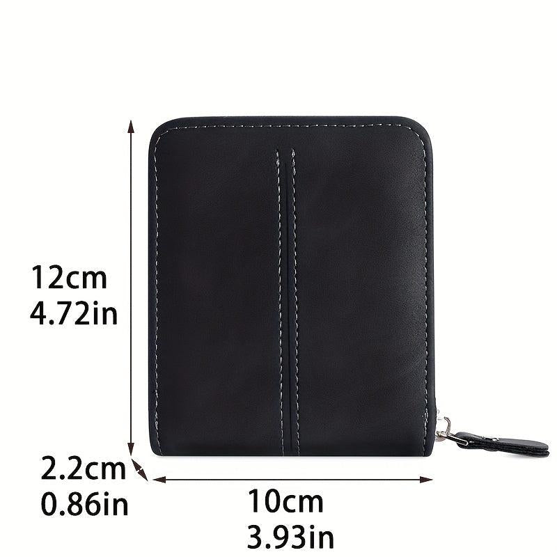 Men's Zipper Card Holder Short Wallet Leather Large Capacity Card Holder