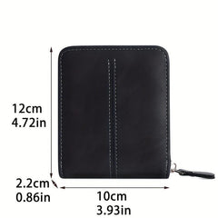 Men's Zipper Card Holder Short Wallet Leather Large Capacity Card Holder