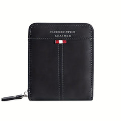 Men's Zipper Card Holder Short Wallet Leather Large Capacity Card Holder