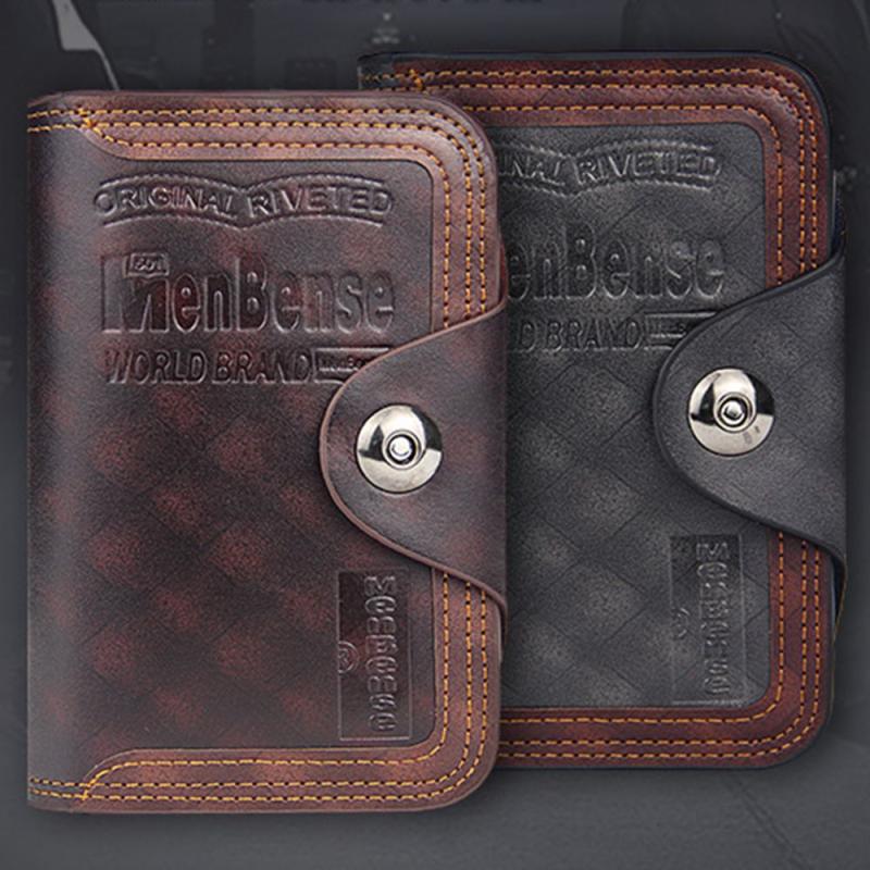 Men's Leather Short Wallet Purse Coin ID Holder