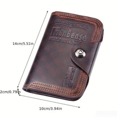 Men's Leather Short Wallet Purse Coin ID Holder