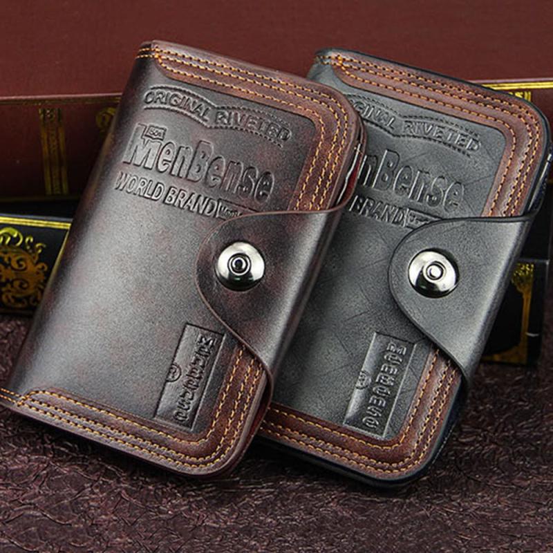 Men's Leather Short Wallet Purse Coin ID Holder