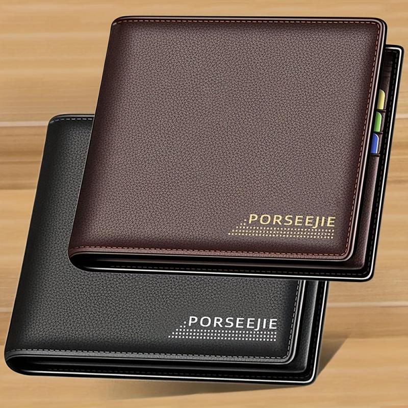 Men's Casual PU Leather Short Wallet Money Clip