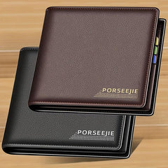 Men's Casual PU Leather Short Wallet Money Clip