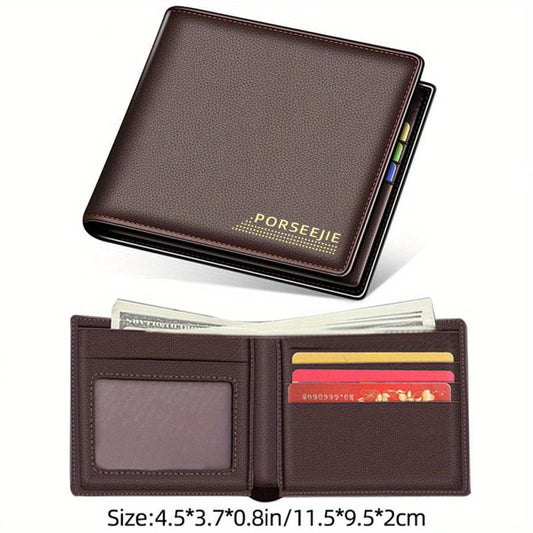 Men's Casual PU Leather Short Wallet Money Clip