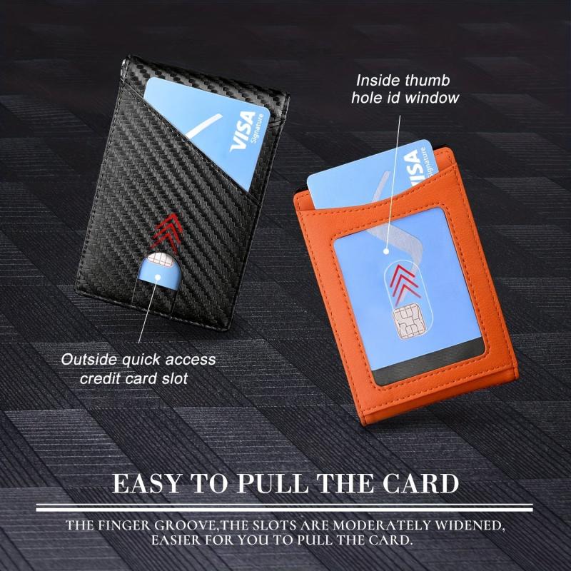 Men's Slim Wallet Money Clip RFID Blocking Bifold Minimalist Card Holder