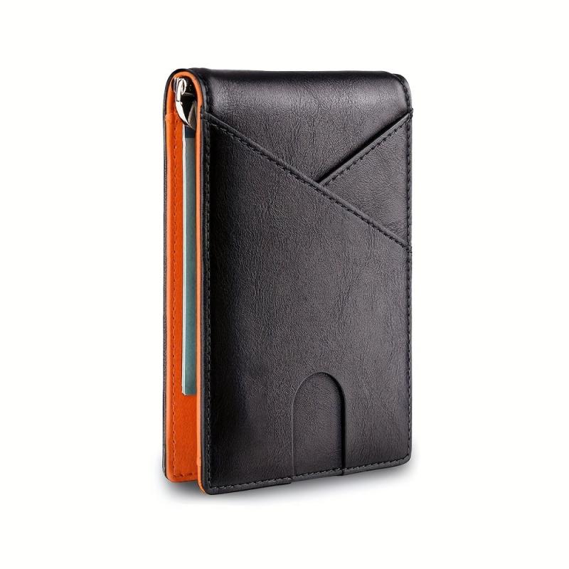 Men's Slim Wallet Money Clip RFID Blocking Bifold Minimalist Card Holder