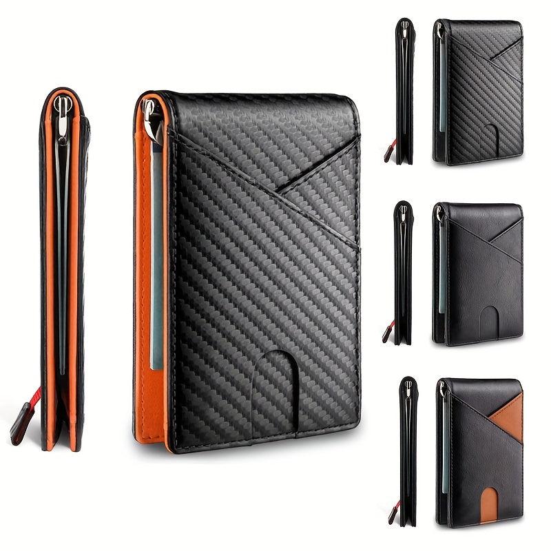 Men's Slim Wallet Money Clip RFID Blocking Bifold Minimalist Card Holder