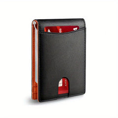 Men's Slim Leather Wallet RFID Blocking Money Clip