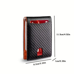 Men's Slim Leather Wallet RFID Blocking Money Clip