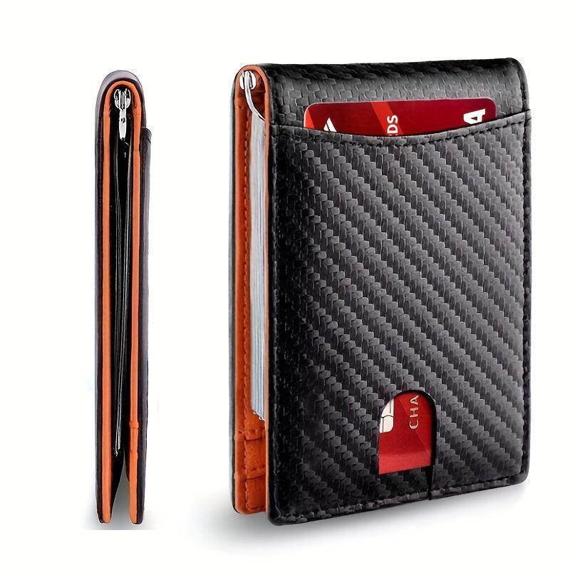 Men's Slim Leather Wallet RFID Blocking Money Clip