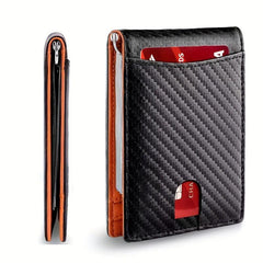 Men's Slim Leather Wallet RFID Blocking Money Clip