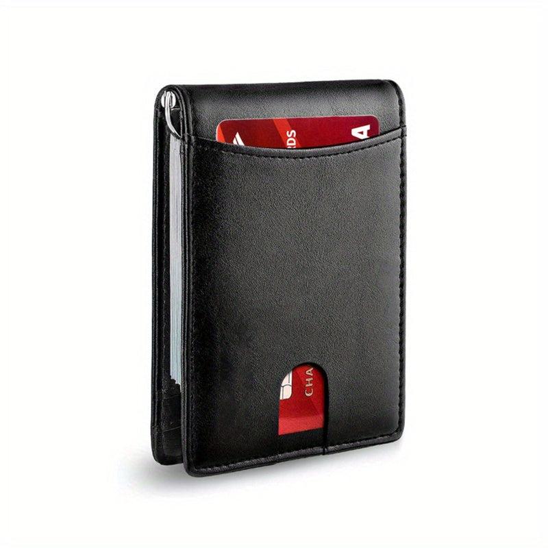 Men's Slim Leather Wallet RFID Blocking Money Clip