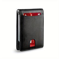 Men's Slim Leather Wallet RFID Blocking Money Clip