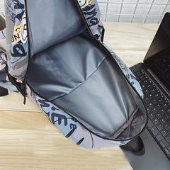 Graffiti Print Backpack Preppy Back To School Daypack Casual Travel