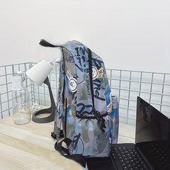 Graffiti Print Backpack Preppy Back To School Daypack Casual Travel