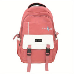 Colorblock Nylon School Backpack Preppy Style School Bag For Students