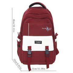 Colorblock Nylon School Backpack Preppy Style School Bag For Students