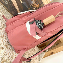 Colorblock Nylon School Backpack Preppy Style School Bag For Students