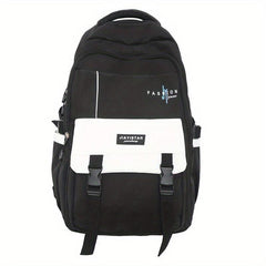Colorblock Nylon School Backpack Preppy Style School Bag For Students